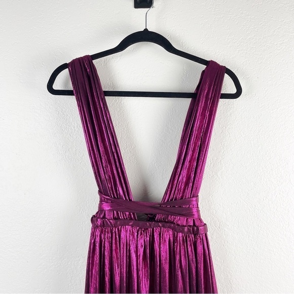 Bronx and Banco Goddess Metallic Maxi Dress Fuchsia Pink XL Formal Evening - Picture 4 of 9